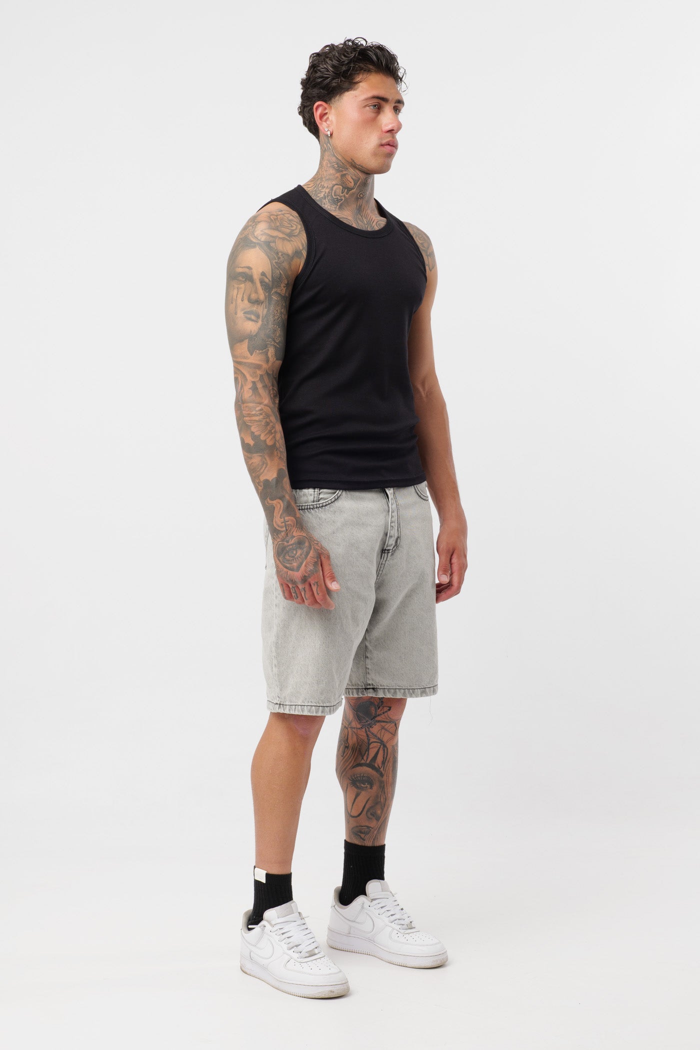 Schwarzes geripptes Tanktop