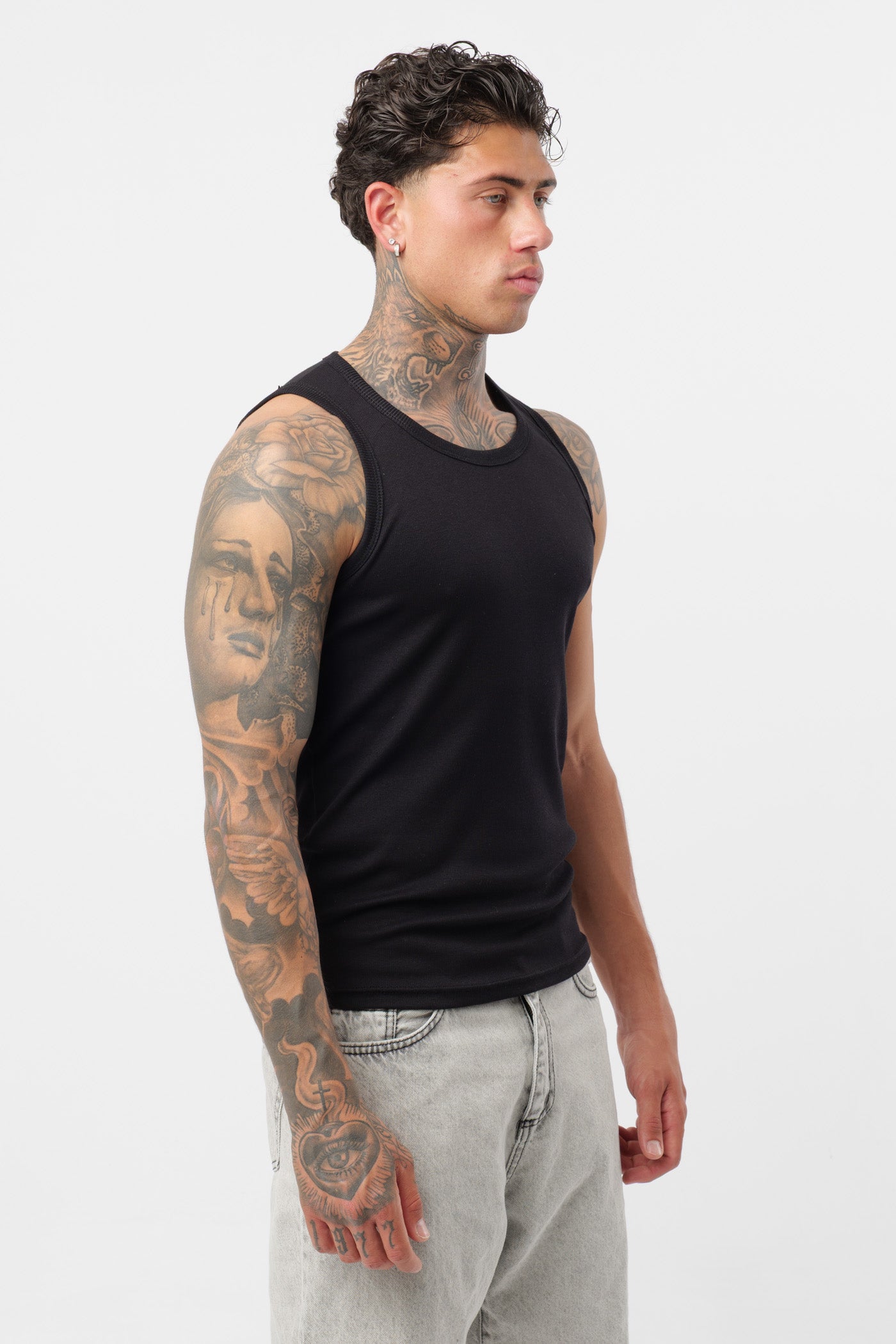 Schwarzes geripptes Tanktop
