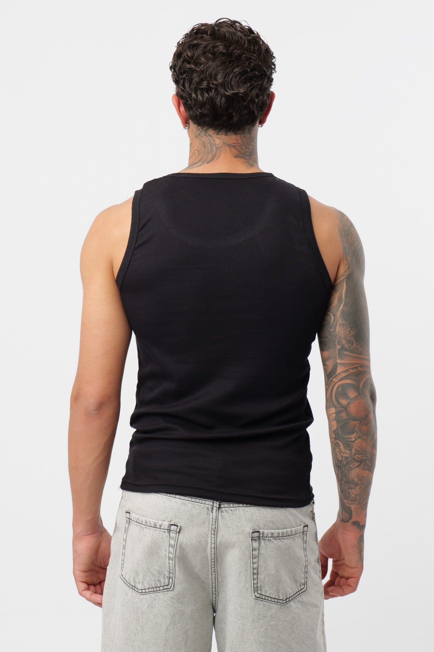 Schwarzes geripptes Tanktop