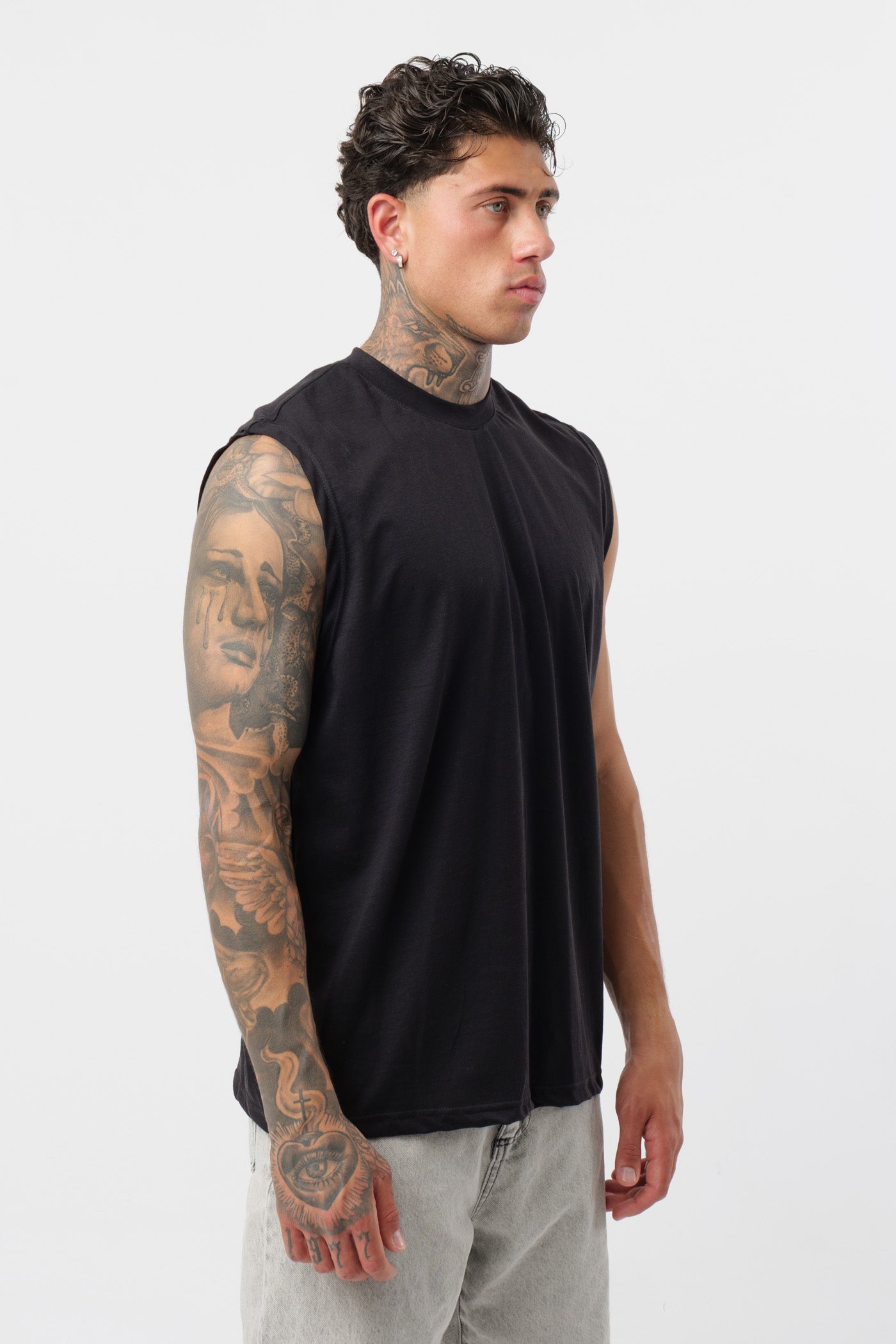 Schwarzes Jersey-Tanktop