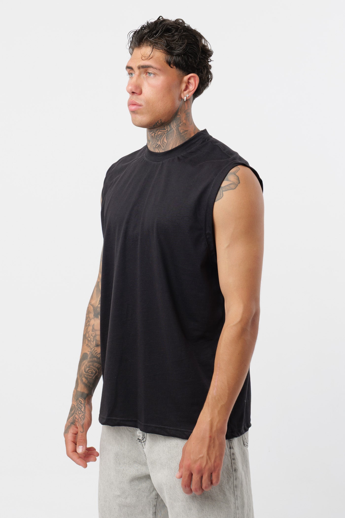 Schwarzes Jersey-Tanktop
