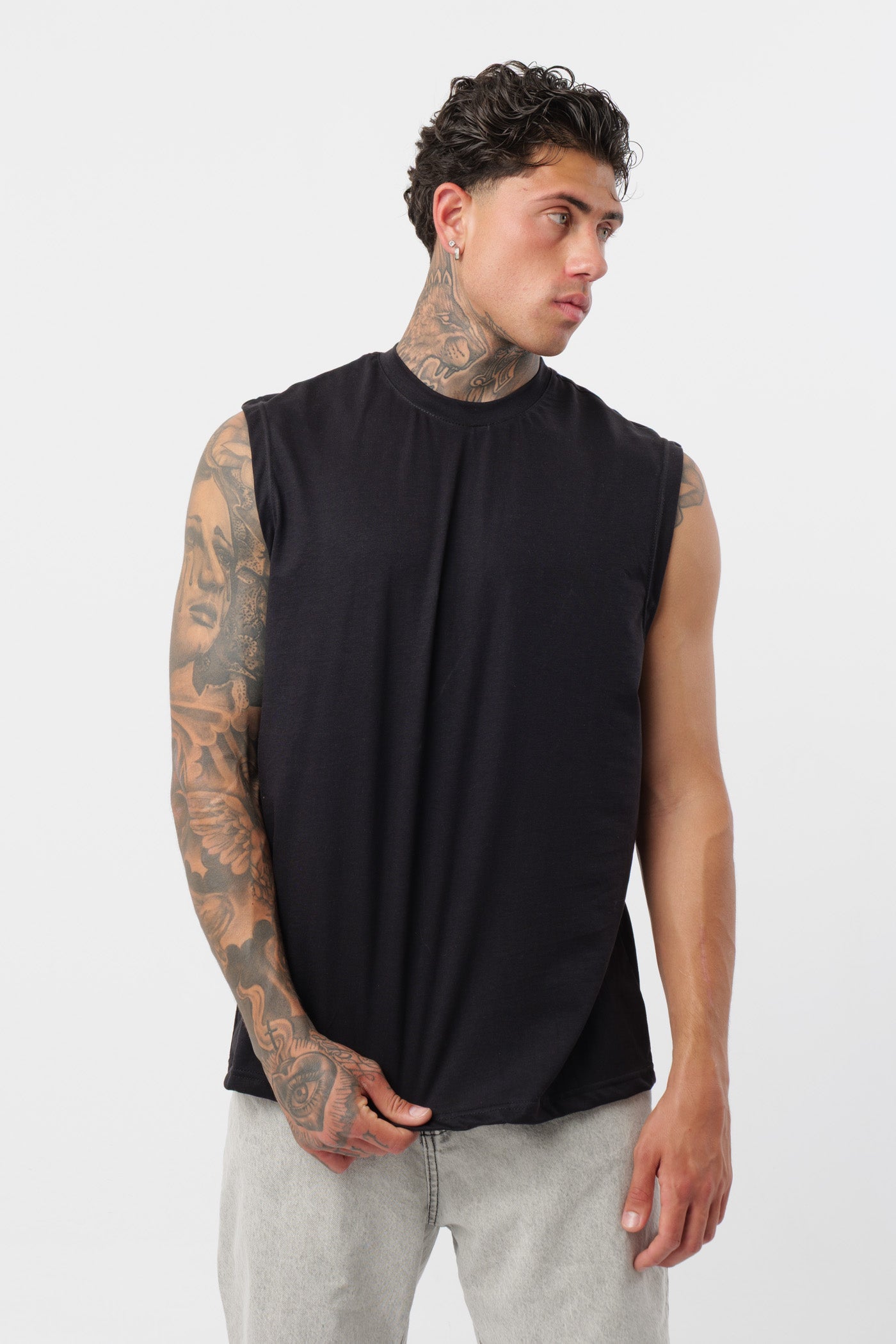 Schwarzes Jersey-Tanktop