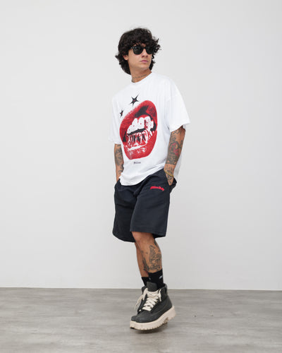 Shorts Tech Nero - Logo Rosso