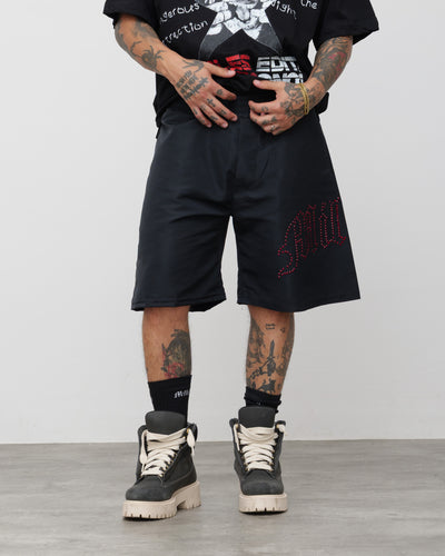 Shorts Tech Nero - Diamond Rosso