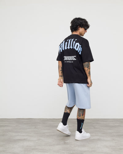 T-Shirt Nera Origin Azzurra