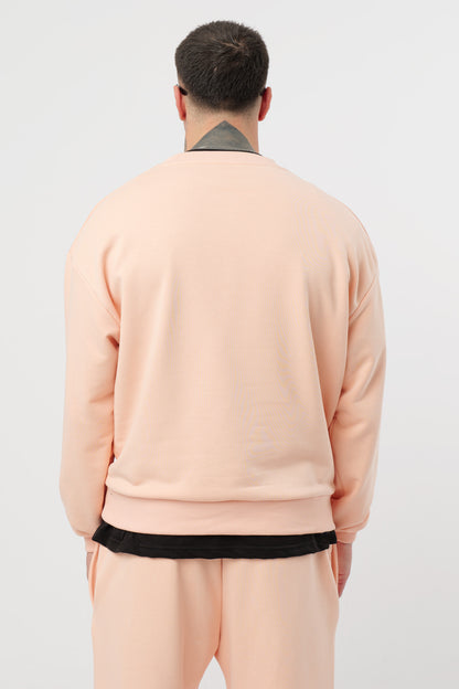 Crewneck Coral con Logo Nero