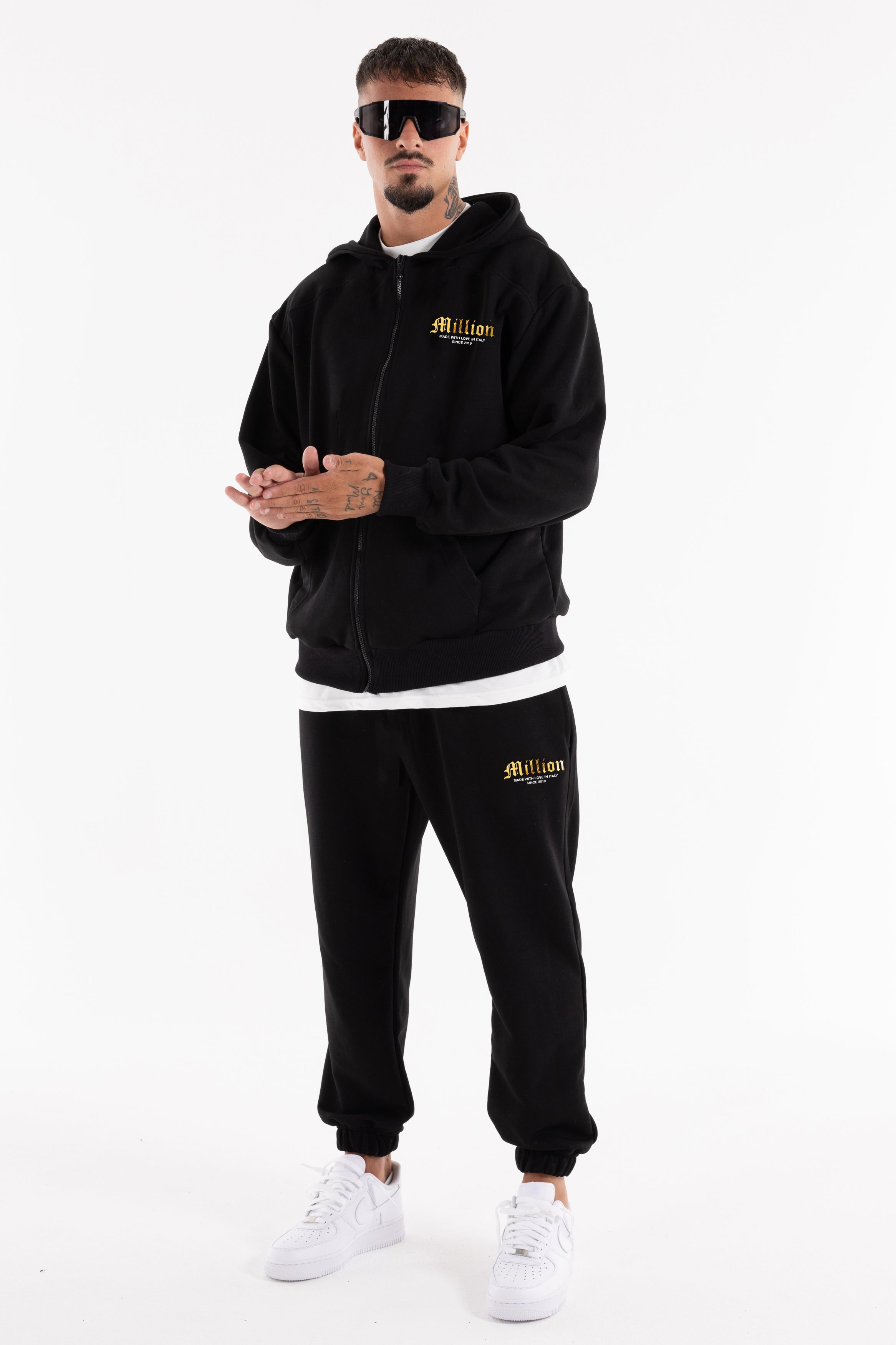 Hoodie Zip Gold Nera